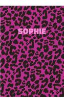 Sophie: Personalized Pink Leopard Print Notebook (Animal Skin Pattern). College Ruled (Lined) Journal for Notes, Diary, Journaling. Wild Cat Theme Design wi