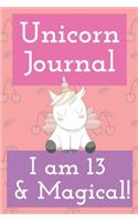 Unicorn Journal I am 13 and Magical: unicorn blank lined journal notebook and sketch book gift to learn drawing 121 pages 6x9 inch for adults children boys girls kids