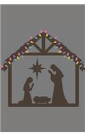 Nativity scene with Christmas lights, Christmas Notebook Kids, Lined Journal/Notes Christmas