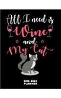 Cat Wine Organizer Book 2019-2020: Funny & Cool Drinking Lovers Themed Planner Monthly Weekly Daily Agenda + Calendar - Unique Gifts Ideas for Mom/Dad Birthday or People Who Live Alon