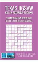 Texas Jigsaw Killer Asterisk Sudoku: 200 Medium 9x9 Irregular Killer Extra Region Sudoku
