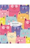 Many lovely colorful cats in the sketchbook