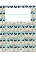 Cute Pug Dog Pattern Composition Notebook: College Ruled Lined Paper, Pug Owner and Lover Journal and Notebook. Colorful and Cute Dog Pattern