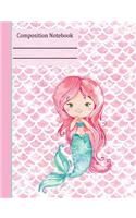 Mermaid Teal Composition Notebook - Wide Ruled