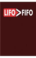 LIFO > FiFO: Dark Red, White & Red Design, Blank College Ruled Line Paper Journal Notebook for Accountants and Their Families. (Bookkeeping and Tax Season 6 x 9 