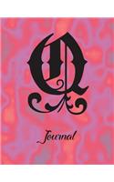 Q Journal: 8 1/2" x 11" Notebook 120 Pages Wide Ruled Lined for Writing. Personalized Monogram Name Initial Elegant Font Design.