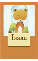 Isaac: Bear Personalized Name 100 Lined Journal Pages - Diary - 6"x 9" Large Composition Note Book Gloss Finish Paperback(Notebook Lined Pages with Blank Date and Page Number)