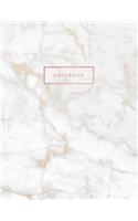 Notebook: White and Gold Marble with Gold Lettering 150 - College-Ruled Lined Pages - 7mm 8.5 X 11 - A4 Size