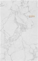 2019: Weekly Planner 2019 Calendar Organizer Agenda (January to December) Grey Marble