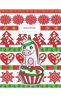 Sketchbook: A Christmas Themed Large Notebook with 120 Blank Pages, Cartoon Xmas and Winter Motifs Inside (8,5 X 11 Inches)