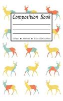 Composition Book: Deer Pattern Notebook with Wide Ruled Pages for Animal Lovers (Exercise Book, Journal)