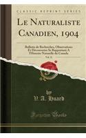 Le Naturaliste Canadien, 1904, Vol. 31: Bulletin de Recherches, Observations Et Dï¿½couvertes Se Rapportant a l'Histoire Naturelle Du Canada (Classic Reprint): Bulletin de Recherches, Observations Et Dï¿½couvertes Se Rapportant a l'Histoire Naturelle Du Canada (Classic Reprint)