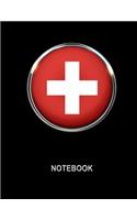 Notebook. Switzerland Flag Cover. Composition Notebook. College Ruled. 8.5 x 11. 120 Pages.
