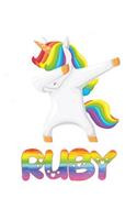 Ruby: Ruby 6x9 Journal Notebook Dabbing Unicorn Rainbow