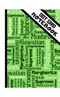 Dot Grid Notebook: Pizza Names Newspaper Print Pattern - Dotted Bullet Grid Notebook/Journal for Teens and Students