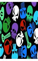 Colorful skull notebook turquiose