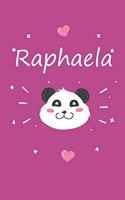 Raphaela: Personalisiertes Panda Tage-/Notizbuch mit dem Vornamen Raphaela und ganzen 100 linierten Seiten im 6x9 Zoll Format (ca.DIN A5). Optimal als Schreib