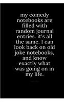 my comedy notebooks are filled with random journal entries. it's all the same. i can look back on old joke notebooks, and know exactly what was going on in my life.: Notebook/Journal 6x9 100 pages funny Gift