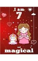 unicorn journal i am 7 and magical: A Happy Birthday 7 Years Old Unicorn Journal Notebook for Kids, coloring & Activity Book... 18 Adorable unicorn Designs, with positive messages for 