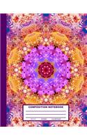 Composition Notebook: Yellow Purple Mandala Cover Design - College Ruled - 120 Blank Lined Pages - 8.5" X 11" - Matte Finished Soft Cover