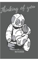 Thinking of you Notebook: Notebook Voodoo Doll Drinking Beer with Pins on Body 104 lined paper 6x9 for men and women