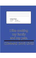 Composition Notebook College Ruled Neon Blue - Commas Save Lives: 7.44 X 9.69 inch 200 Pages 100 Sheets: Funny Journal for School Student, Teacher, or Office