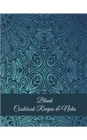 Blank Cookbook Recipes & Notes: Blue Color Mandala, Recipe Journal, Blank Cookbooks To Write In Large Print 8.5" x 11" Recipe Keeper, Family Recipe, Empty Fill In Cookbook, Gifts f