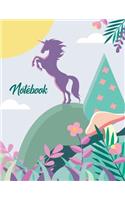 Notebook: Magical Unicorn on Hill College Ruled Line Paper 8.5x11 Composition Note Book 70 Sheets (140 Pages)