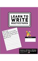 Learn To Write Practice Paper: Solid Purple - Primary Journal Writing Tablet Notebook For Kids - For Alphabet ABC Handwriting Practice- For Home & School [Classic]