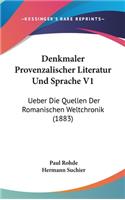 Denkmaler Provenzalischer Literatur Und Sprache V1