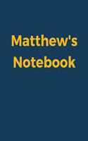 Matthew's Notebook: Blue Navy Cover, College Ruled, 100 Sheets, 8.5" x 11" (Letter Size), White Paper(13 Custom Names)