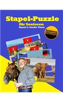 Stapel-Puzzle für Senioren: Thema: Große Tiere(2 Stapelspiel - Seniorenarbeit)