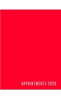 Appointments 2020: Red Appointment 2020 Book with Month to Month Calendar + Yearly Overview