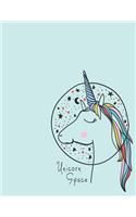 Unicorn space: Unicorn space on blue cover and Dot Graph Line Sketch pages, Extra large (8.5 x 11) inches, 110 pages, White paper, Sketch, Draw and Paint(3 Unicorn Space on Blue Notebook)