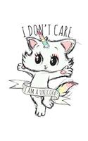 Funny Kitten Unicorn Notebook: Blank Lined Composition Notebook 75 Sheets / 150 Pages 7.5 x 9.25 inch