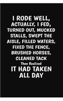 I Rode Well, Actually, I Fed, Turned Out, Mucked Stalls, Swept The Aisle, Filled