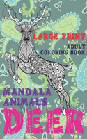 Adult Coloring Book Mandala Animals - Large Print - Deer