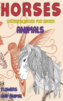 Coloring Books for Adults Flowers and Animal - Animals - Horses