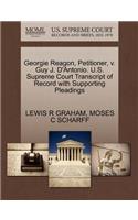 Georgie Reagon, Petitioner, V. Guy J. d'Antonio. U.S. Supreme Court Transcript of Record with Supporting Pleadings