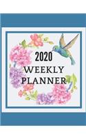 Weekly Planner 2020: Pretty Hummingbird & Floral Vintage design Weekly / Monthly Organizer - January through December - Daily & Weekly Calendar Schedule Views - Password