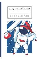 Composition Notebook: Astronaut Baseball Player Gift - Small Lined Notebook (6" x 9")