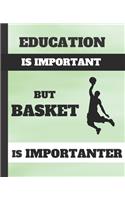 Education Is Important, But Basket Is Importanter: COMPOSITION NOTEBOOK - College Ruled Line Paper Notebook - Perfect size for your School Bag - Multipurpose School Workbook for Teens or Kids Student