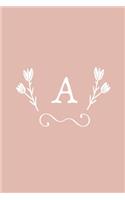 A: Monogram 6x9 medium-lined notebook. Pink and white journal.