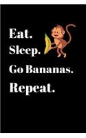 Eat Sleep Go Bananas Repeat Funny Cute Animal Monkey