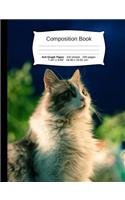 Cat Composition Notebook, 4x4 Graph Paper: 4x4 Quad Rule Composition Book, Student Exercise Science Math Grid, 200 Pages, 7.44 X 9.69