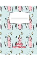Piggy Notebook: Cute Pig Composition Book 7.44" x 9.69" 100 Pages Wide Ruled