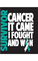 Survivor Cancer It Came I Fought And Won: Cervical Cancer Awareness Half and Half Paper Blank College Ruled Notes Sketch Math Story Writing Prompts 7.5 x 9.25 100pg