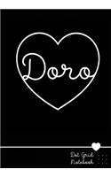 Doro Dot Grid Notebook: Personalized Name Journal Black Heart - Punktraster Notizbuch Personalisiert Mit Namen