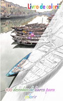 Livro de colorir 100 desenhos de barco para colorir
