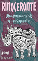 Libros para colorear de patrones para niños - Letra grande - Animal - Rinoceronte